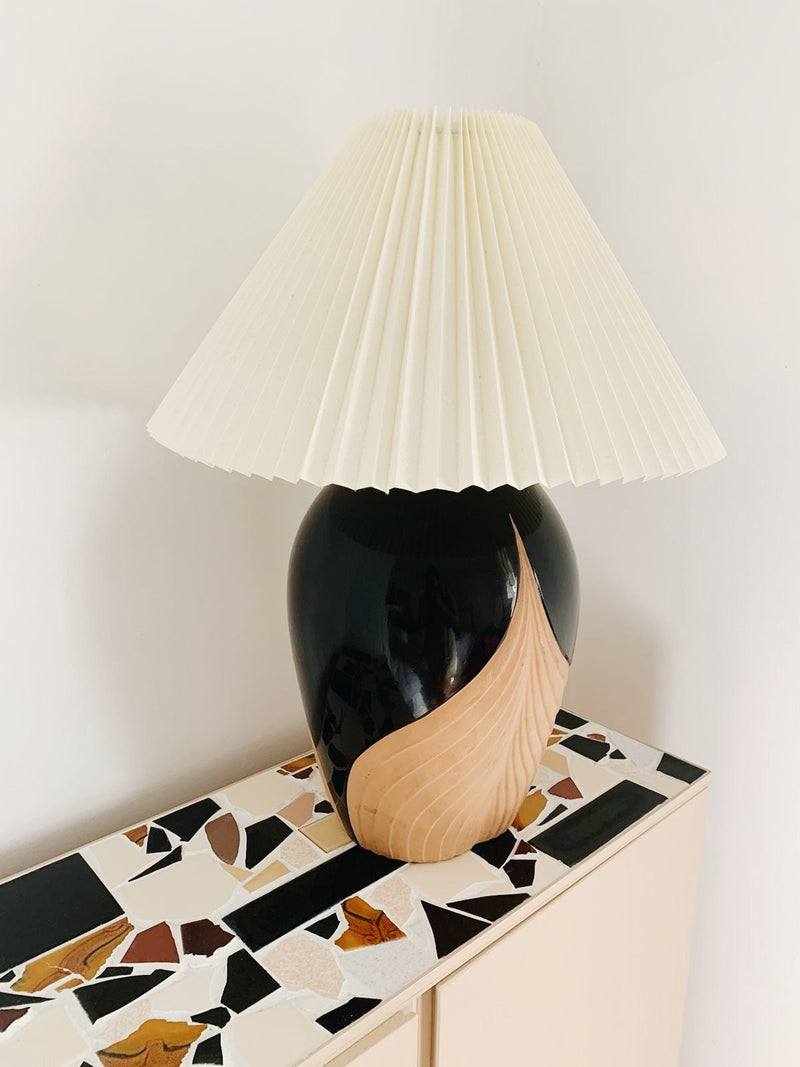 Large ivory pleated lamp shade